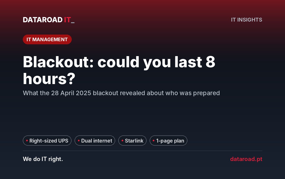 Preparing the company for a blackout: UPS, redundant internet, Starlink and a one-page plan — DataRoad