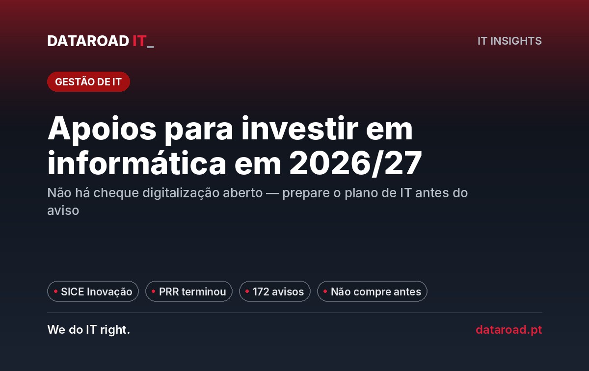 Apoios para investir em informática: o que existe para PME em 2026/2027 — DataRoad