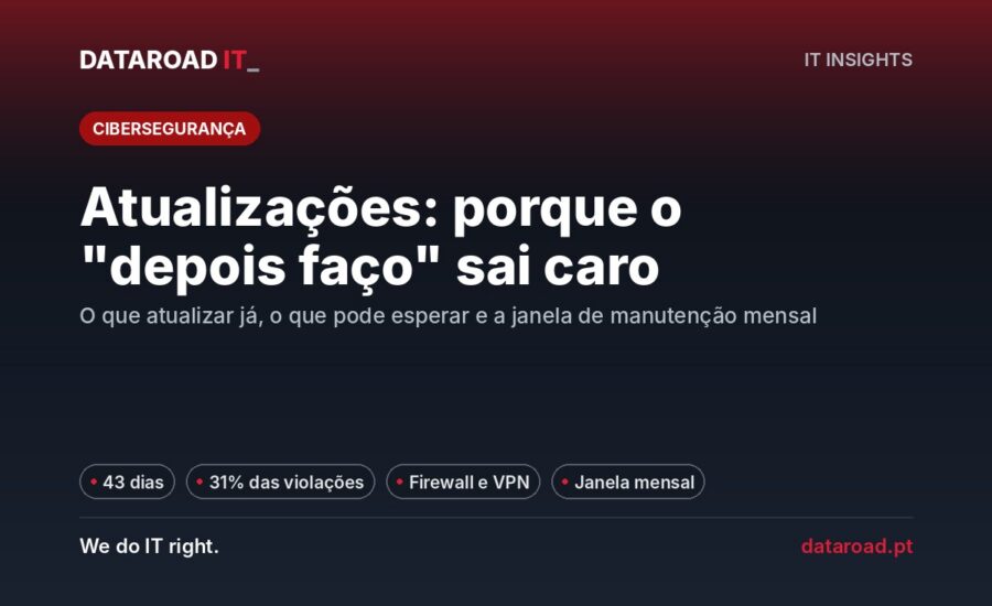 Atualizações informáticas em atraso: firewall, VPN e janela de manutenção mensal para evitar paragens — DataRoad