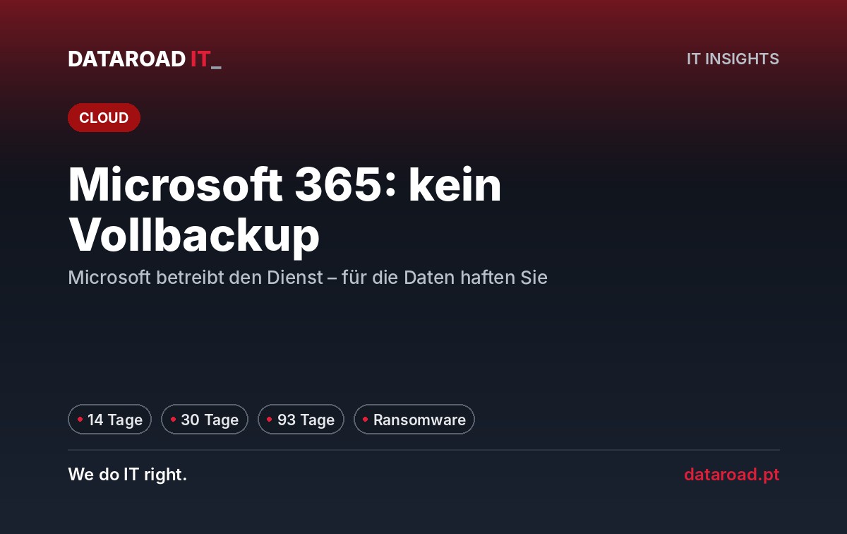 Backup von Microsoft 365: tatsächliche Speicherfristen für E-Mails, OneDrive und SharePoint sowie was noch geschützt werden muss — DataRoad