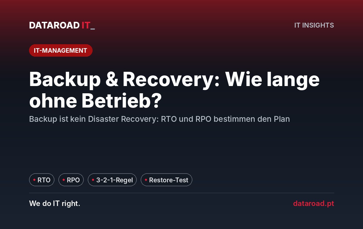 Backup und Disaster Recovery in einem kleinen Unternehmen: RTO, RPO, Regel 3-2-1 und regelmäßige Wiederherstellungsprüfungen — DataRoad