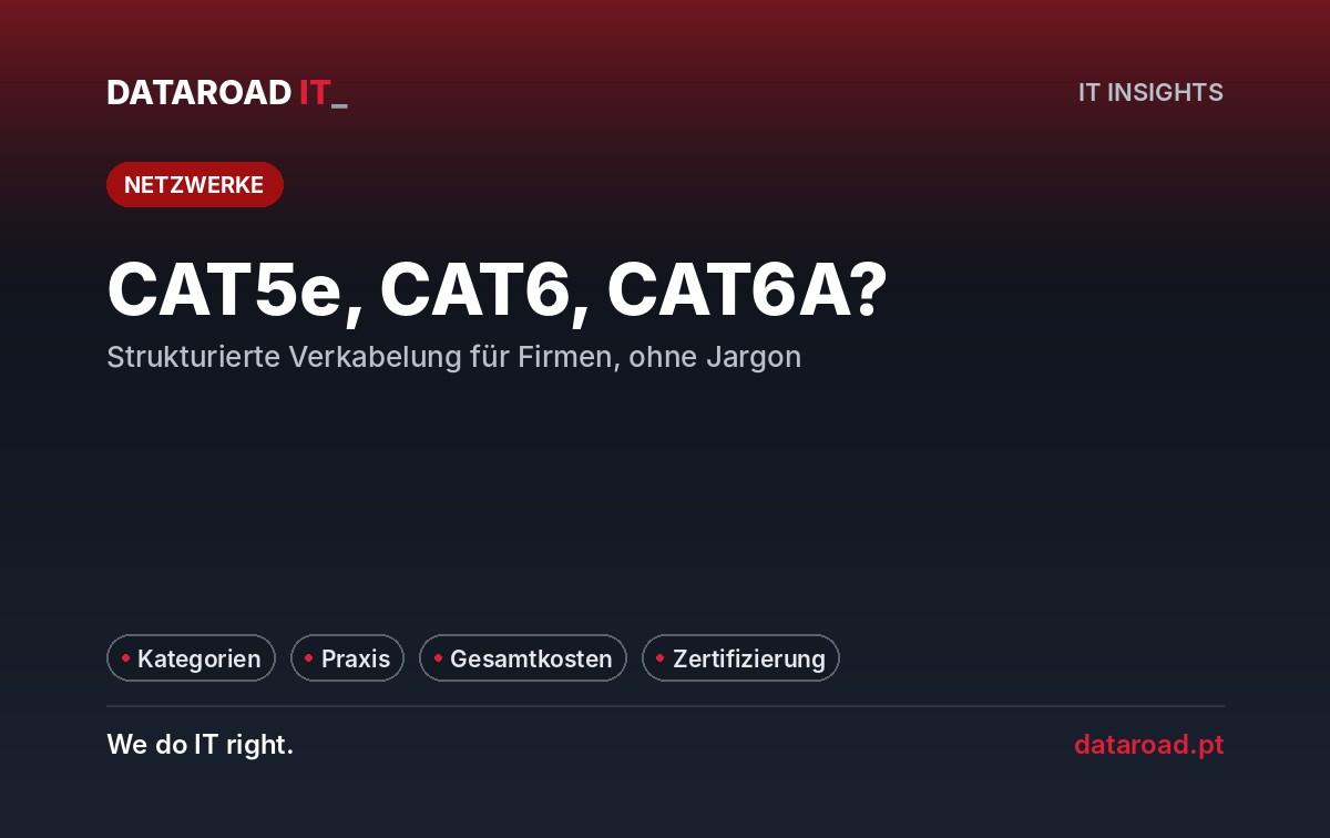 Geordneter Verkabelung CAT5e, CAT6 oder CAT6A: Leitfaden für Unternehmen zur Geschwindigkeit, Distanz und Zertifizierung — DataRoad