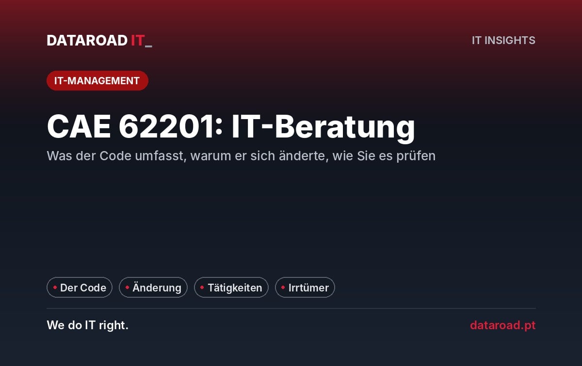 CAE 62201 – IT-Beratung: Was umfasst sie, warum sie sich geändert hat und wie man dies bestätigen kann – DataRoad