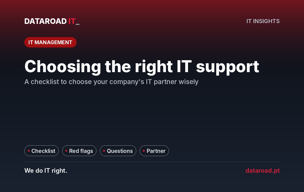 Empresa de assistência informática: checklist para escolher o parceiro de IT certo, com sinais de alerta — DataRoad