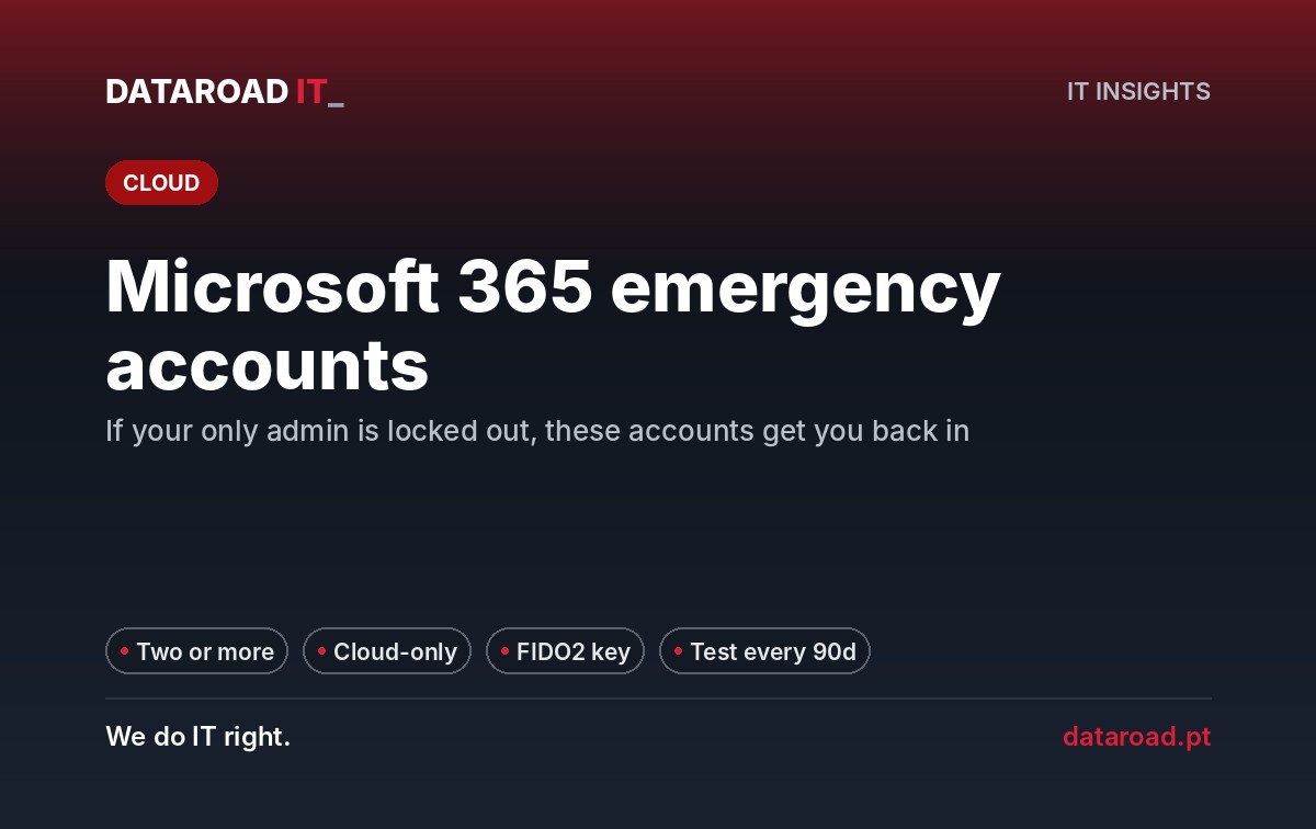 Microsoft 365 emergency accounts: what to do if the administrator gets locked out — DataRoad