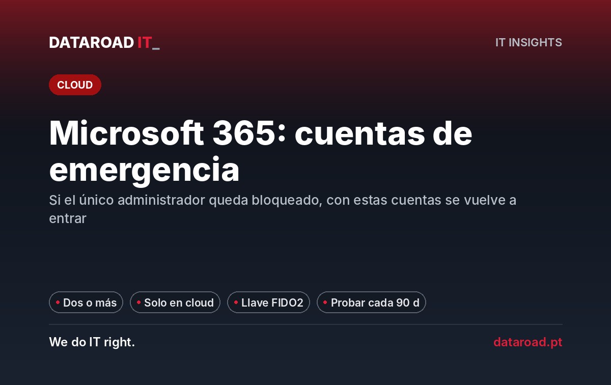 Contas de emergencia de Microsoft 365: qué hacer si el administrador queda bloqueado — DataRoad