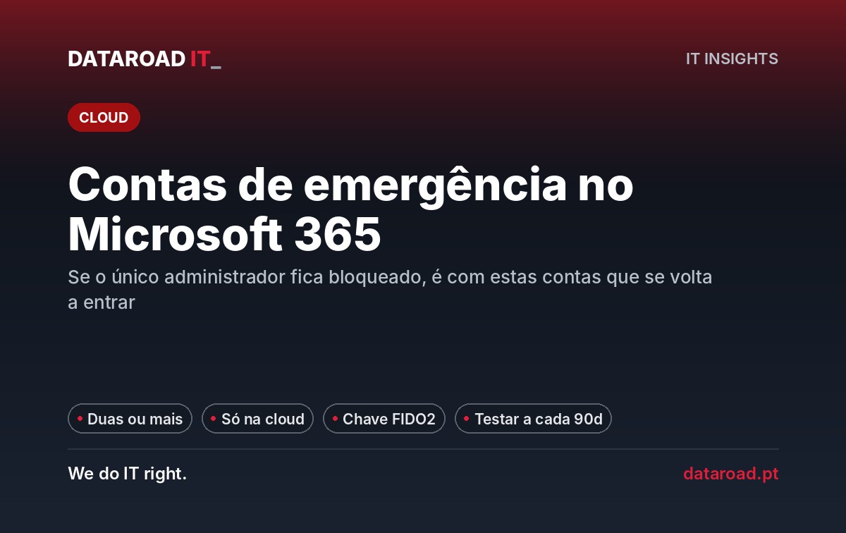 Contas de emergência Microsoft 365: o que fazer se o administrador ficar bloqueado — DataRoad