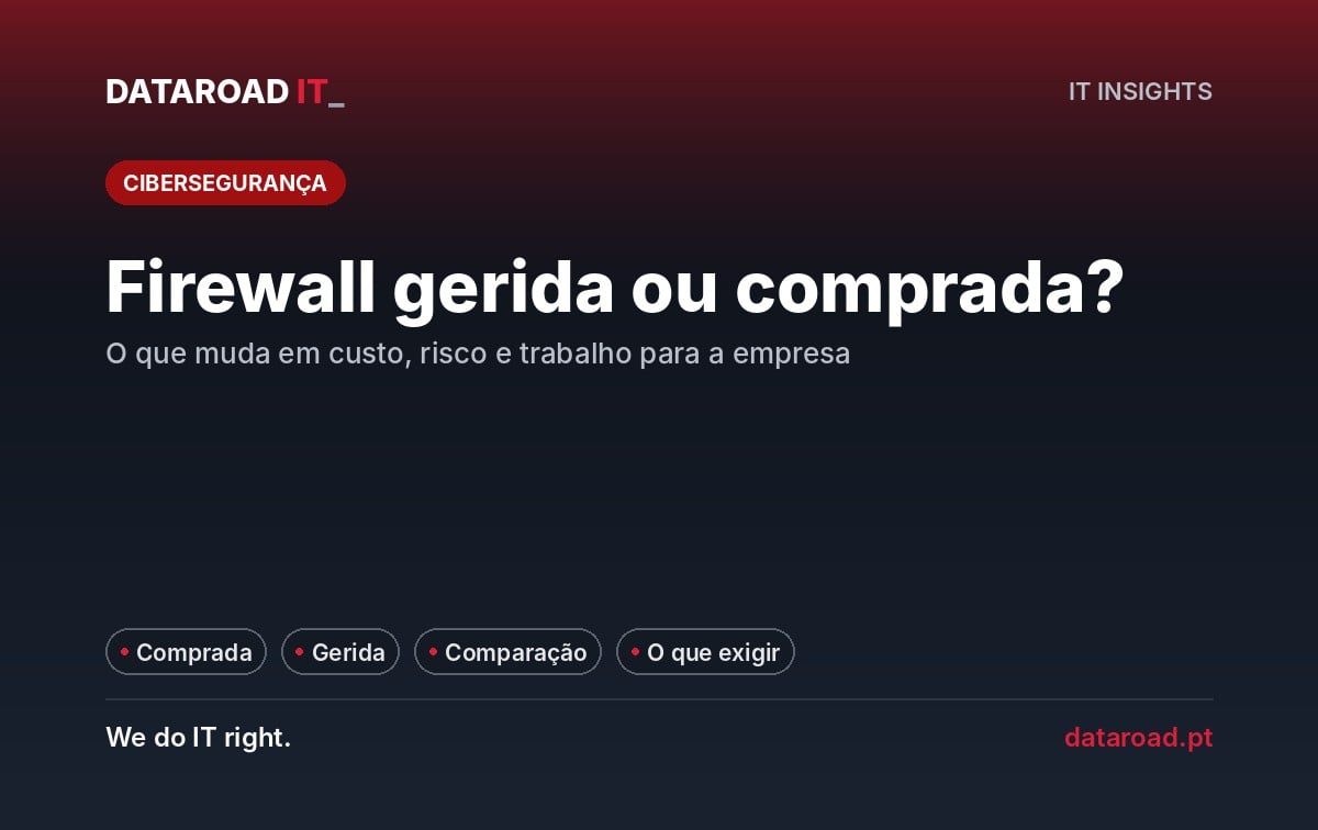Firewall gerida ou comprada: comparação de custo, risco e trabalho, e o que exigir a um serviço gerido — DataRoad