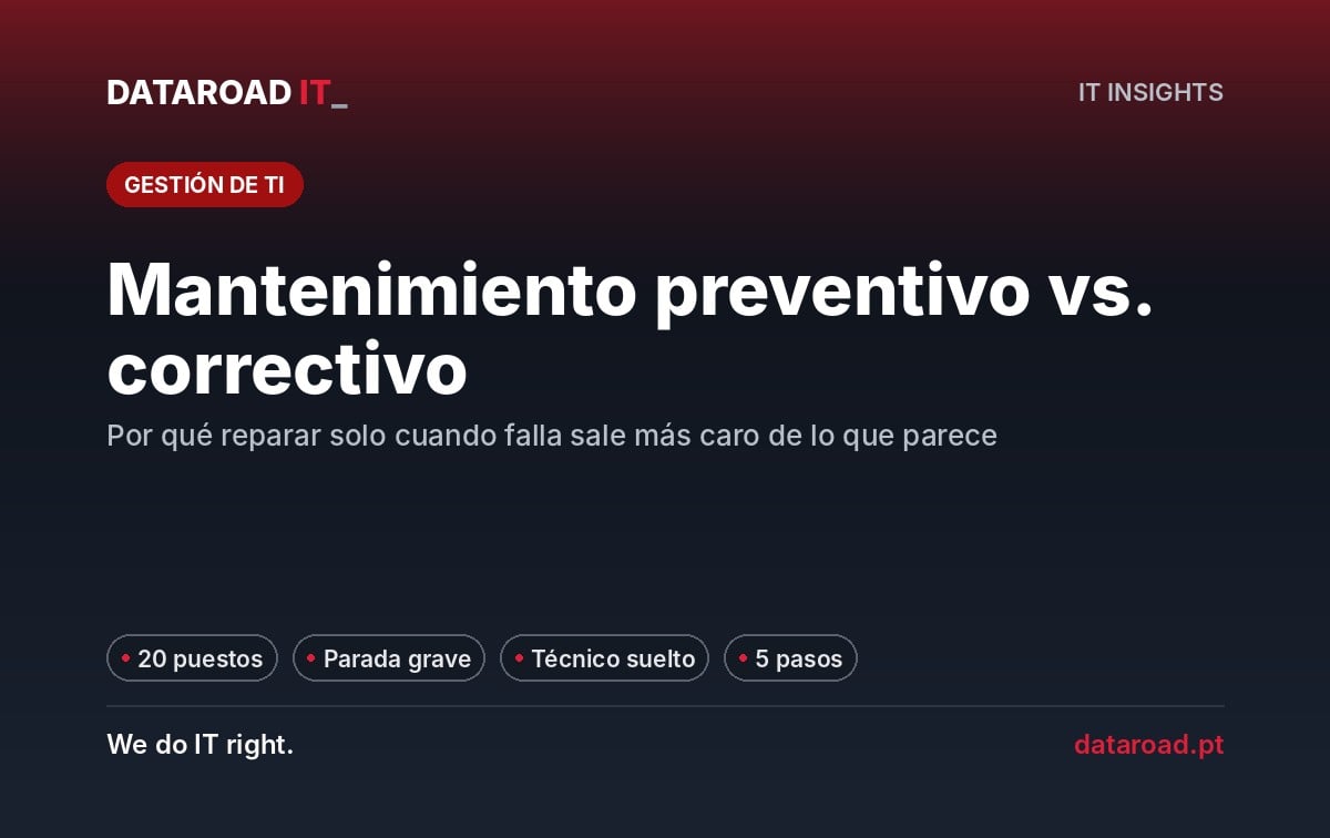 Mantenimiento preventivo vs correctivo: el coste real en una PYME de 20 puestos y cómo cambiarlo en cinco pasos — DataRoad
