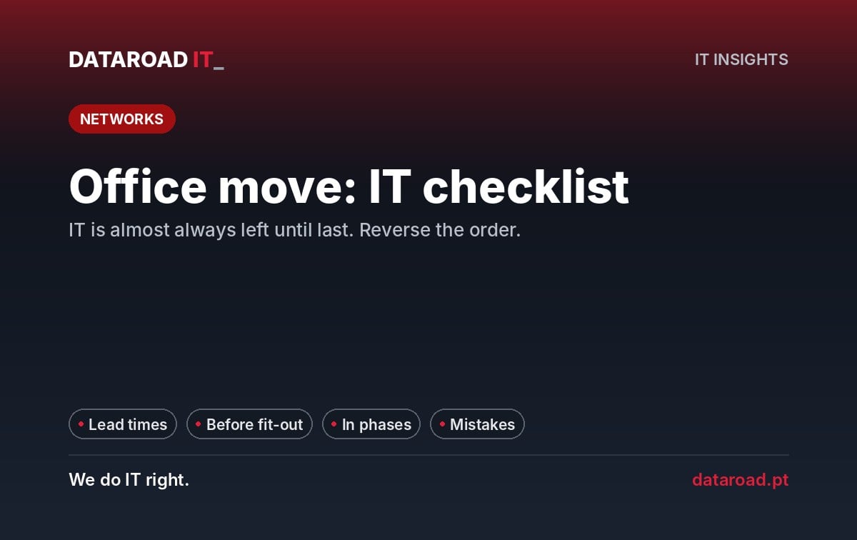 Office change: computer checklist by phases to avoid failure in the new company space — DataRoad