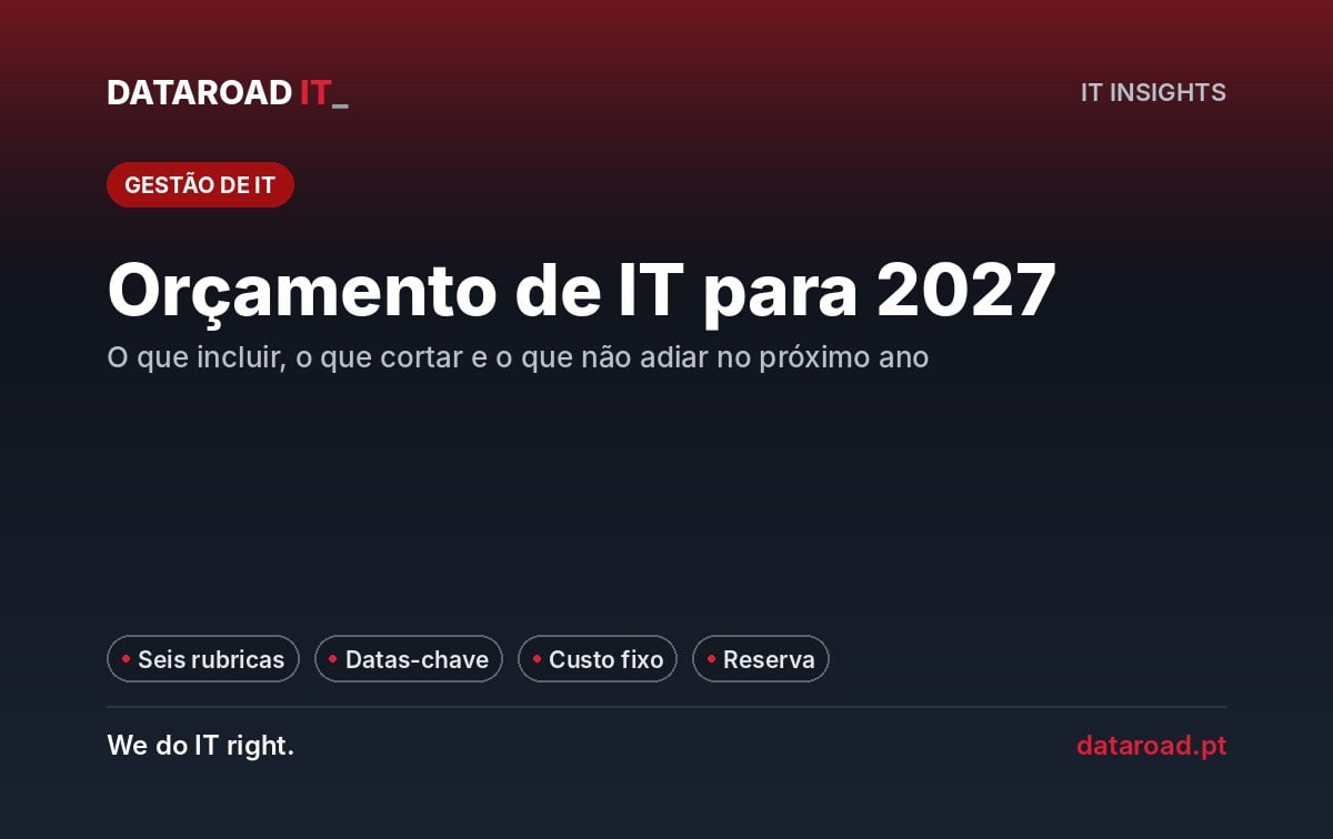 Orçamento de IT para 2027: seis rubricas, datas que forçam despesa e o que cortar ou não adiar na empresa — DataRoad