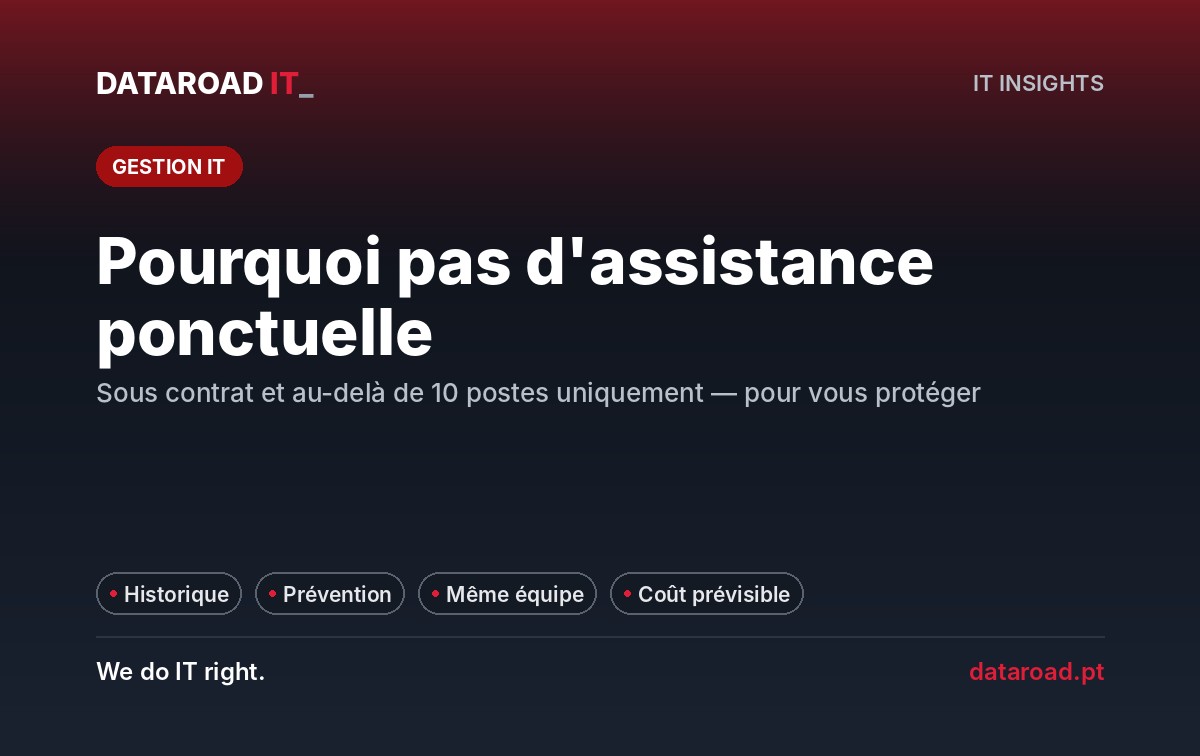 Assistance informatique ponctuelle vs contrat IT Unlimited : pourquoi nous travaillons uniquement sur contrat — DataRoad