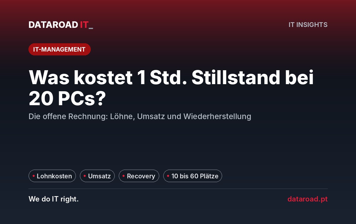 Wie viel kostet eine Stunde Stillstand: Gehälter, verlorener Umsatz und Erholung in einem Unternehmen mit 20 Mitarbeitern — DataRoad