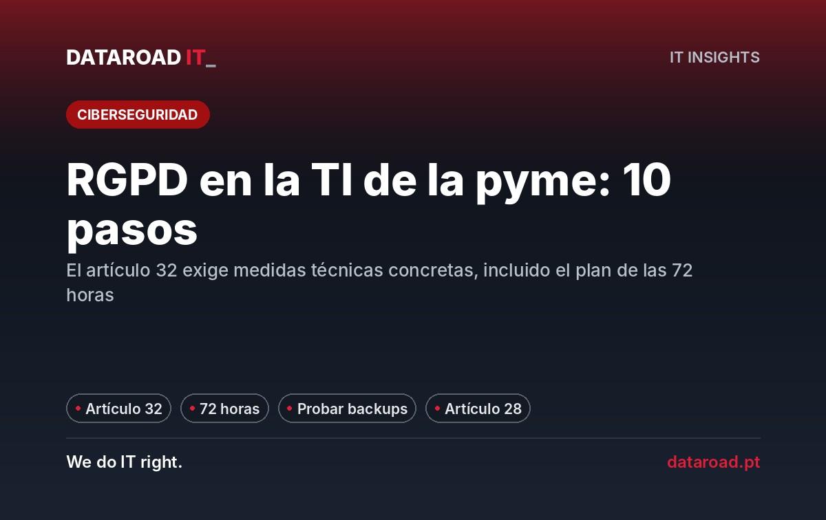 RGPD en informática: 10 pasos técnicos que la PYME debe garantizar, incluidos los 72 horas — DataRoad