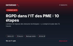 RGPD en informatique : 10 étapes techniques que la PME doit garantir, y compris les 72 heures — DataRoad
