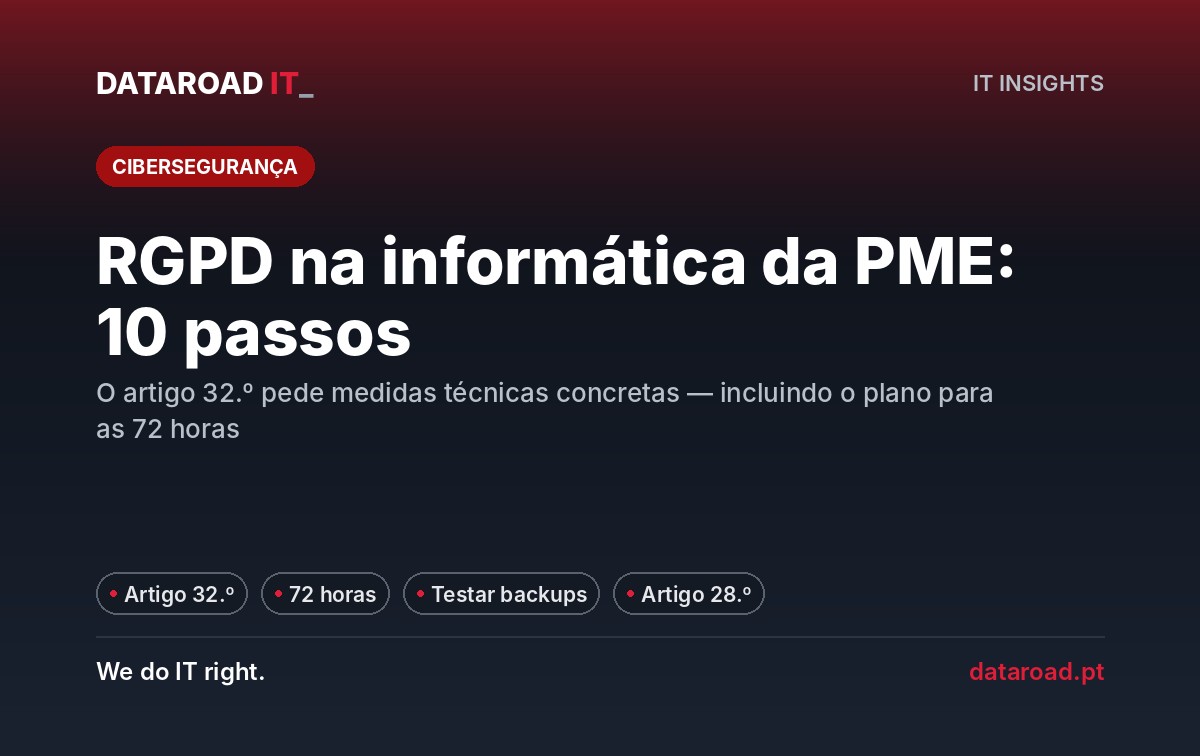 RGPD na informática: 10 passos técnicos que a PME tem de garantir, incluindo as 72 horas — DataRoad