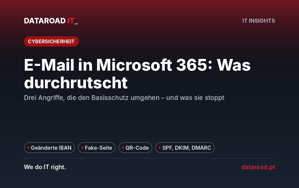 Microsoft 365-E-Mail-Sicherheit: Rechnung mit geändertem IBAN, Phishing, QR-Codes und DMARC erklärt — DataRoad