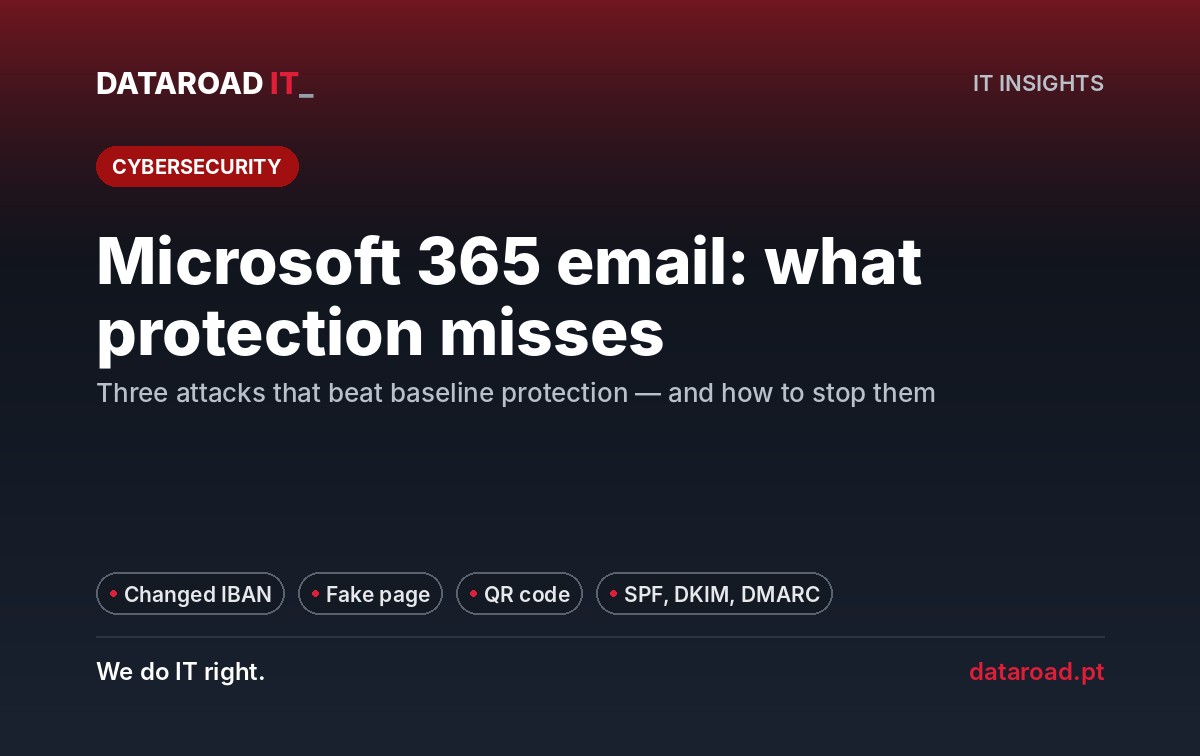 Microsoft 365 email security: invoice with changed IBAN, phishing, QR codes and DMARC explained — DataRoad