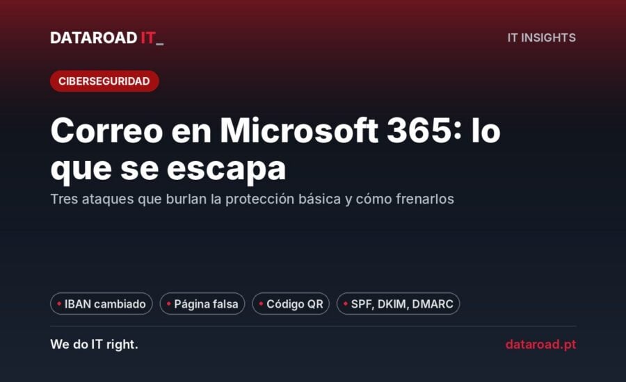 Seguridad del correo electrónico de Microsoft 365: factura con IBAN alterado, phishing, códigos QR y DMARC explicados — DataRoad