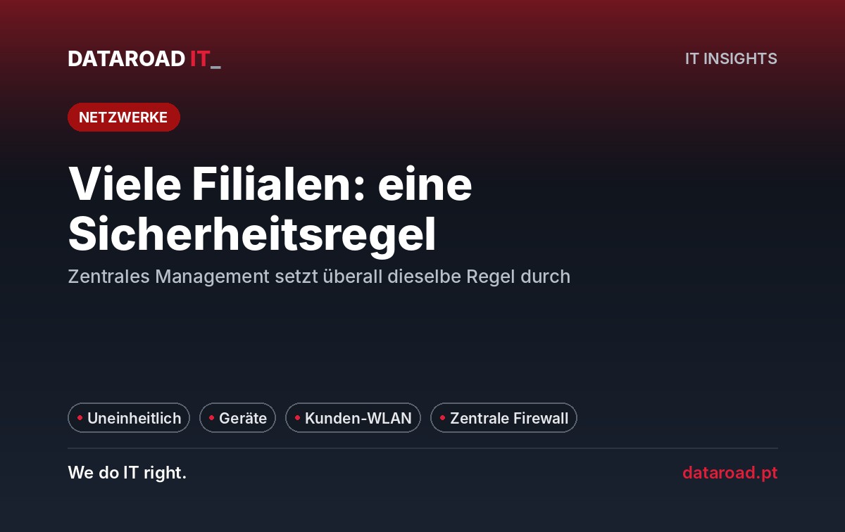 Sicherheit in mehreren Geschäften und Büros: zentral verwalteter Firewall und gleiche Regeln an allen Standorten — DataRoad