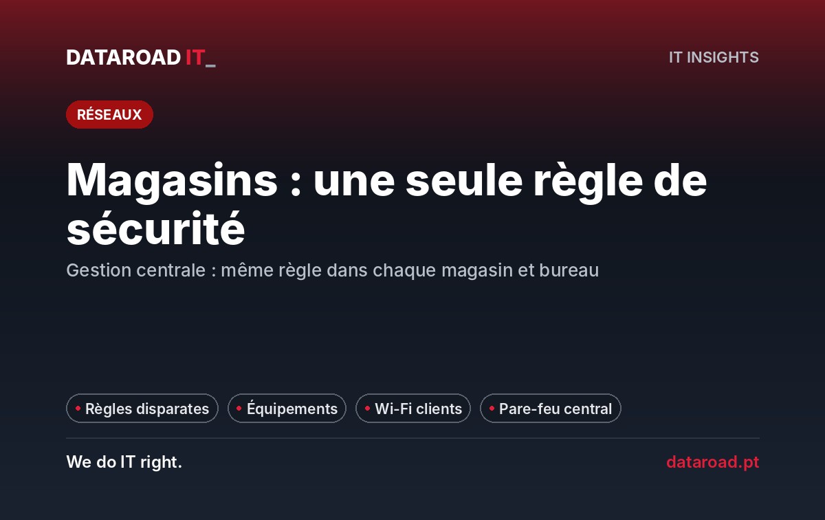 Sécurité dans plusieurs magasins et bureaux : pare-feu centralisé et même règles pour tous les sites — DataRoad