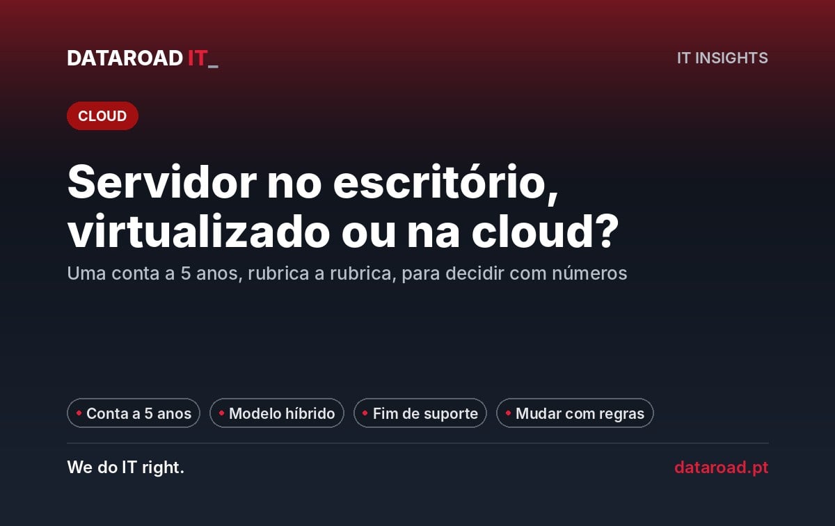Virtualizar ou cloud: comparação a 5 anos entre servidor no escritório, cloud e modelo híbrido — DataRoad