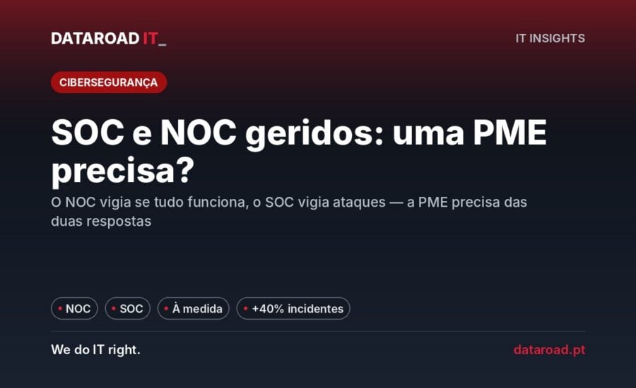 SOC e NOC geridos: o que são, em que diferem e se uma PME de 10 a 200 postos precisa — DataRoad