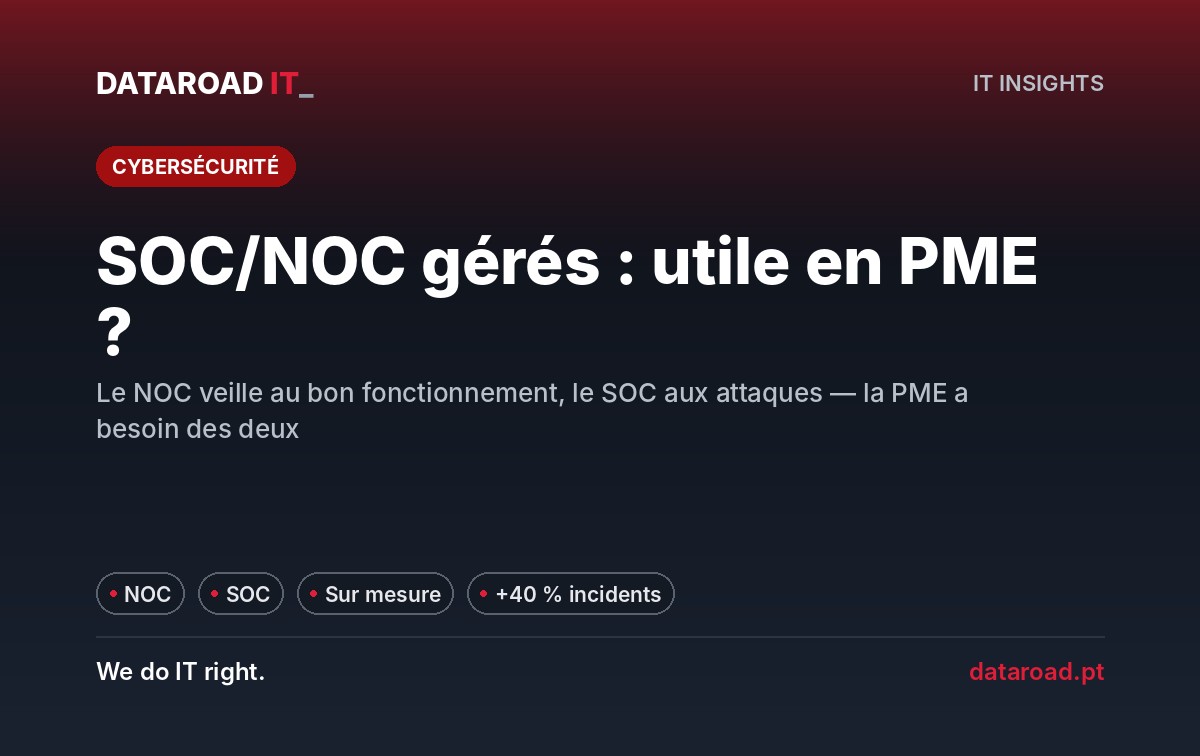 SOC et NOC gérés : ce qu’ils sont, leurs différences et si une PME de 10 à 200 employés en a besoin — DataRoad