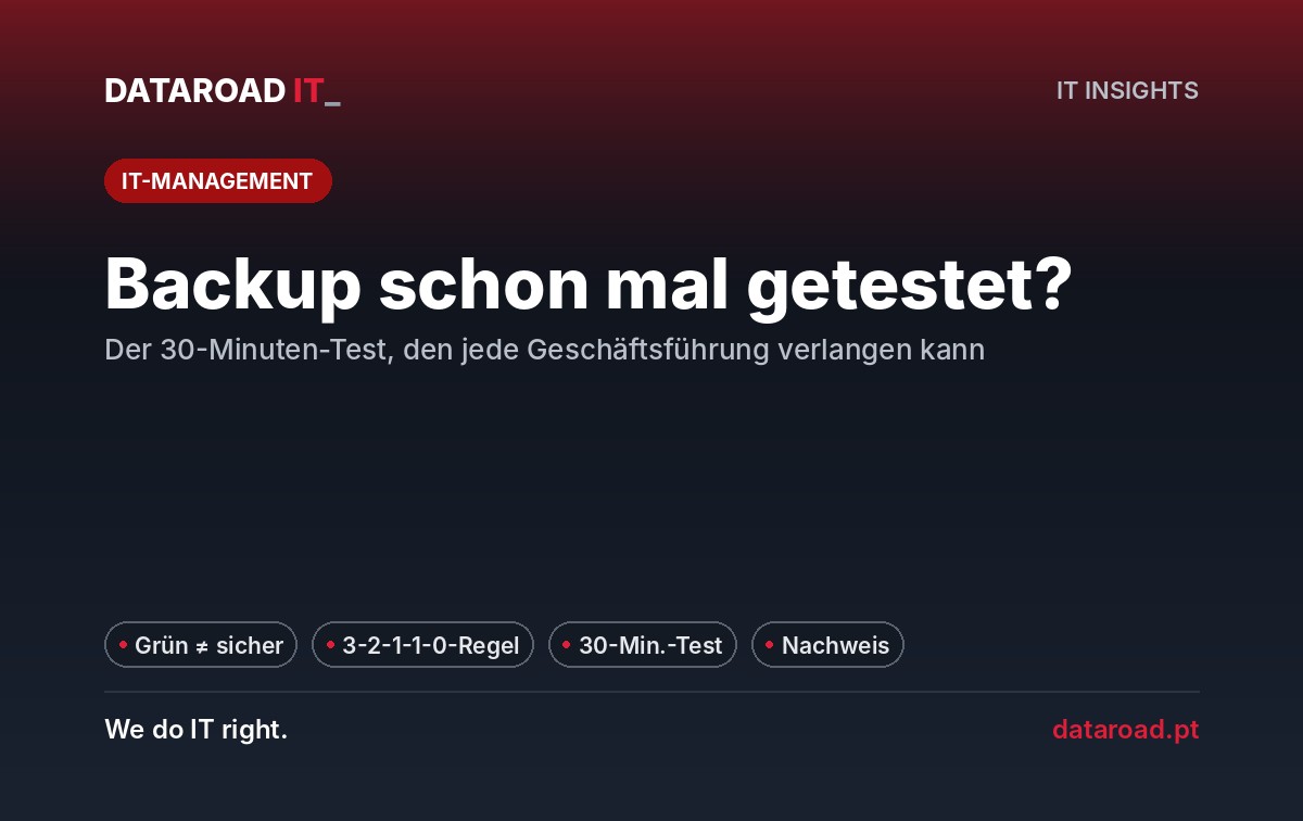 Backup-Test: Die 30-minütige Wiederherstellungsprüfung und die Regel 3-2-1-1-0 erläutert für Manager — DataRoad