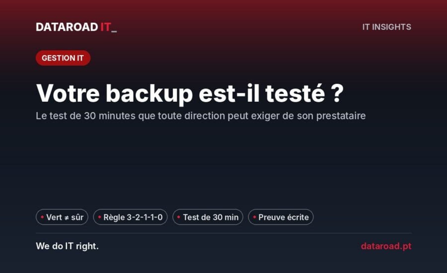 Test de sauvegarde : l’essai de reprise en 30 minutes et la règle 3-2-1-1-0 expliquées aux gestionnaires — DataRoad