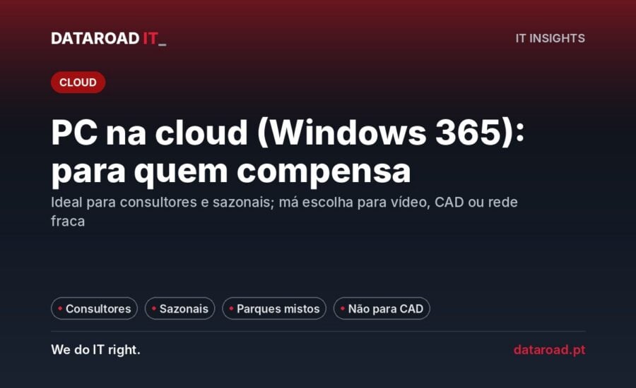 Windows 365: para quem compensa o PC na cloud — consultores, sazonais e equipas sem escritório — DataRoad