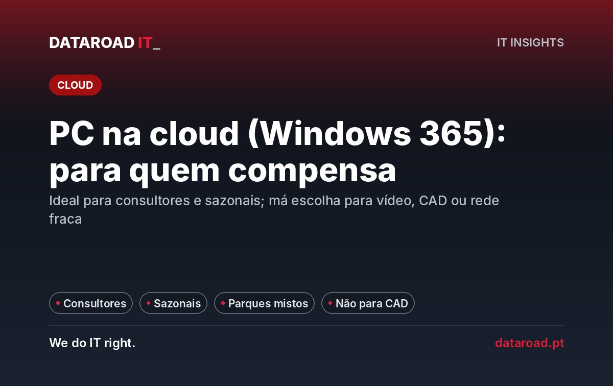 Windows 365: para quem compensa o PC na cloud — consultores, sazonais e equipas sem escritório — DataRoad